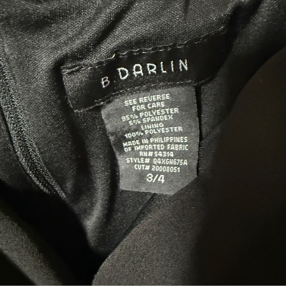 B Darlin Black Off-Shoulder Mini Dress 3/4 Pink Floral Waist Embroidery - Picture 3 of 5